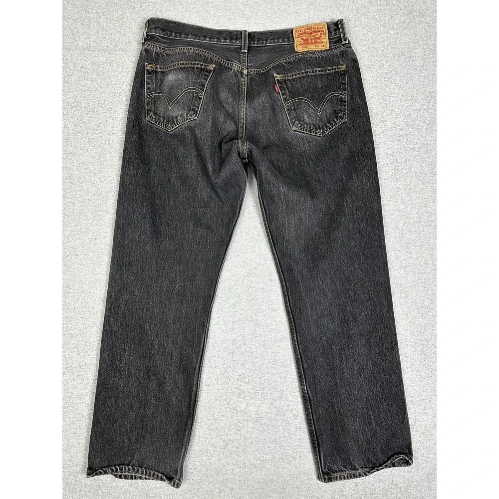 Levis 501 Jean 36x32 Charcoal Black Wallet Fade Button Fly Cotton Y2K